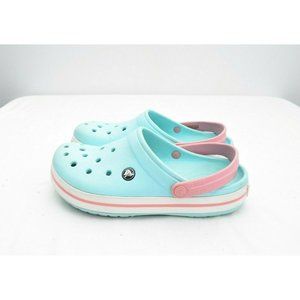 Crocs Womens Size 9 Mens 7 Blue Pink Croc band Slip On Clog Shoes